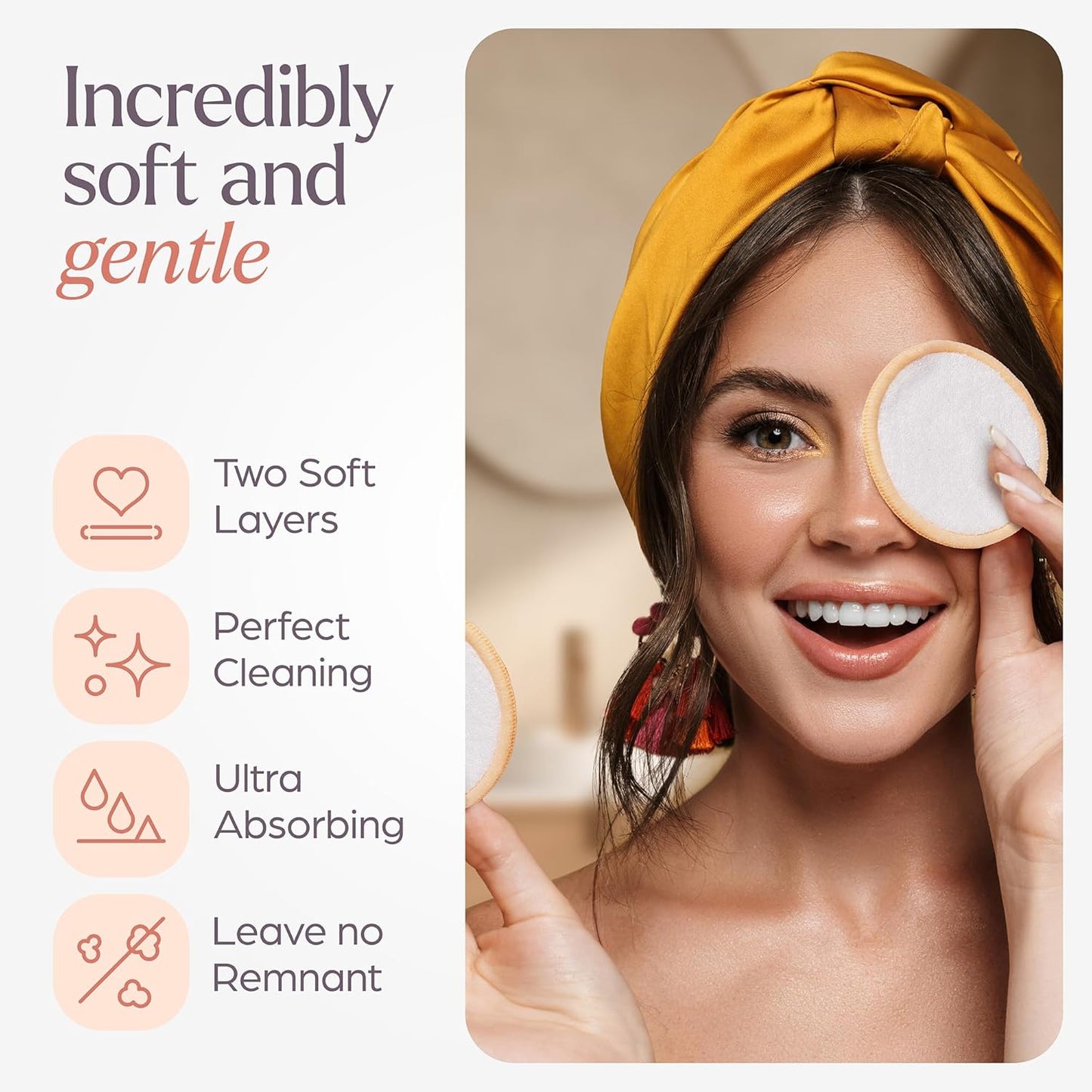 Reusable Cotton Rounds for Face - (20 Pack) Soft Reusable Makeup Remover Pads with Washable Drawstring Laundry Bag & Bamboo Holder - All Skin Type Skincare Set Facial Cleaning Cloth