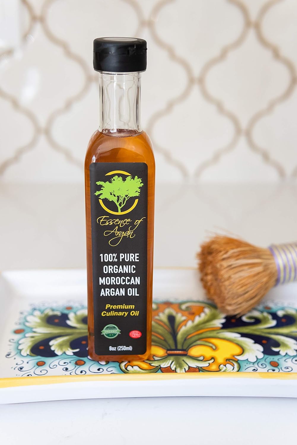 Essence of Argan Organic Moroccan Argan Oil for Cooking 8 Ounces - USDA Approved, Eco-Certified Organic Argan Oil with Rich Nutrients - Premium Culinary Oil & Keto Dressing with Toasted Nutty Flavor