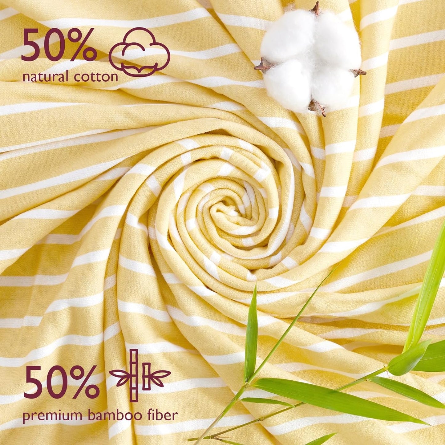 Momcozy Hooded Baby Towel, 2 Pack Baby Bath Towel Set with Large 35 X 35 Inch, Super Soft Cotton and Hooded Towel for Newborn, Toddler and Kid, Lemon Leaves