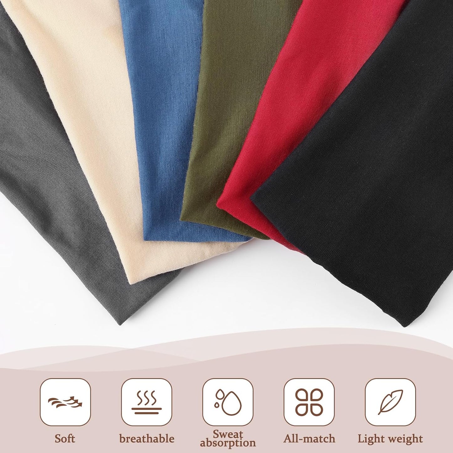 12-Pack Wide Stretch Headbands for Women - Non-Slip Extra Wide Turban Hair Bands for Workout, African Style, Sports & Daily Use (Breathable, All-Day Comfort) Color1 (Color2)