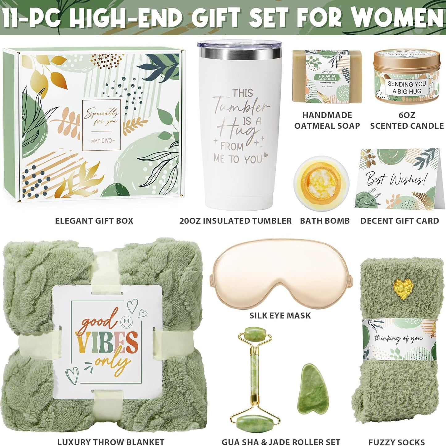 Self Care Gifts for Women Get Well Soon Gifts Basket, Birthday Gifts for Women Care Package Relaxing Spa Gifts Thinking of You Gifts w/ Blanket, Unique Christmas Gifts for Mom Her Friend Sister Wife