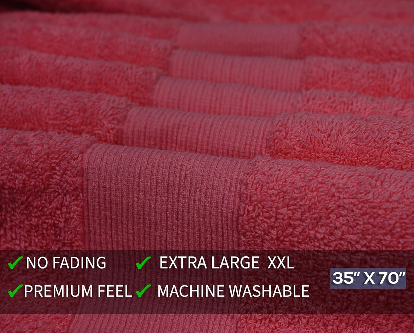 100% Cotton Luxury Bath Sheets - Pack of 2 (35" x 70") | Super Soft, Quick-Dry & Highly Absorbent Towels for Bathroom, Home, Spa & Gym (Burgundy)
