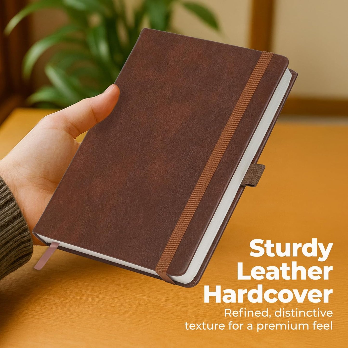 Lined Leather Bound Journal Notebook, A5 Hardcover - Brown 5.8x8.3" - Thick 300 Pages College Ruled Paper Journals for Men and Women - Personal and Professional Note Book for Writing & Journaling