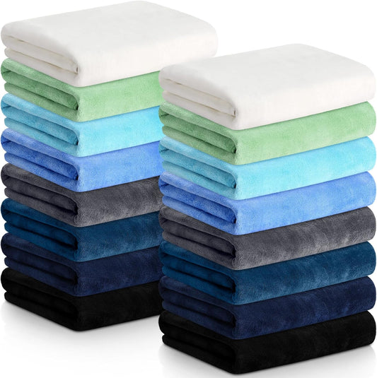 16 Pack Microfiber Bath Towels Bulk 27'' x 60'' Oversized Size Bath Towel Highly Absorbent Extra Large Soft Drying for Shower Beach Salon Winter Sport Spa Gym (Simple,Multicolor)