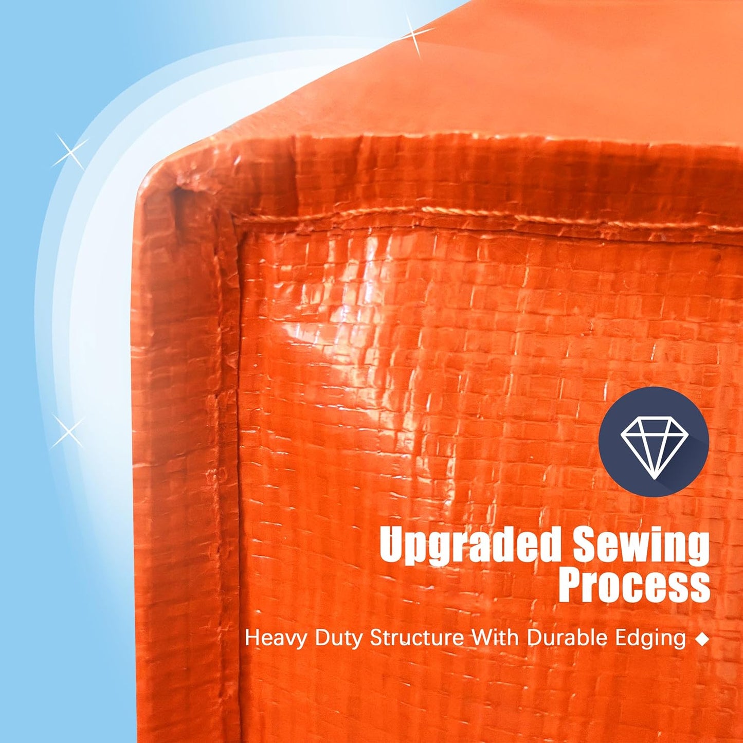 8 Pack Large Strong Moving Bags with Zippers & Carrying Handles - Water-Resistant - Heavy Duty Storage Tote for Space Saving, Fold Flat, Alternative to Moving Box (Orange)