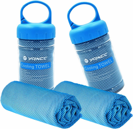 YQXCC Cooling Towel | 2 Pack 47"x12" | Ice Cool for Neck | Soft Breathable Microfiber Chilly | for Yoga, Golf, Gym, Camping, Running, Workout & More Activities