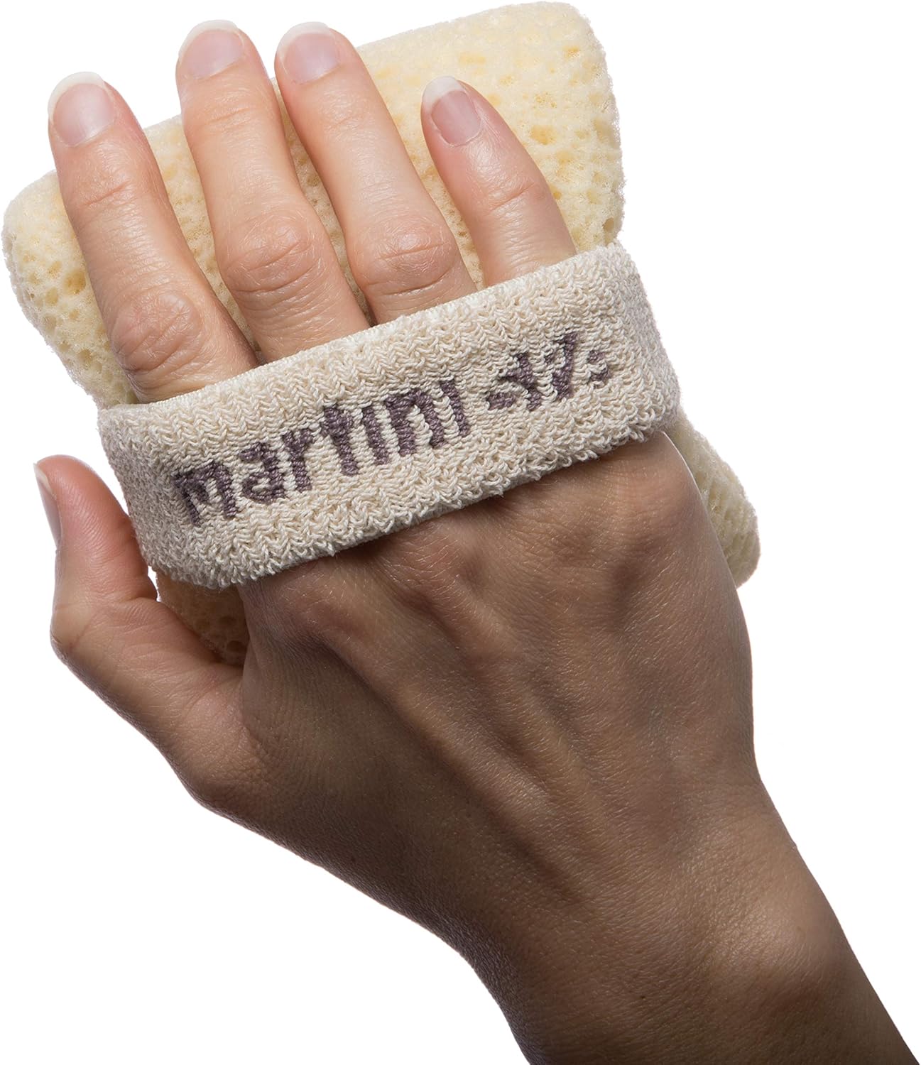 MartiniSPA Exfoliating Body & Shower Sponge with Soap Pocket. All Natural Italian Deep Cleansing Sponge with Soap Saver Pouch & Hand Strap for Men & Women - Use in Shower or Bath - 2 Units/Beige Color