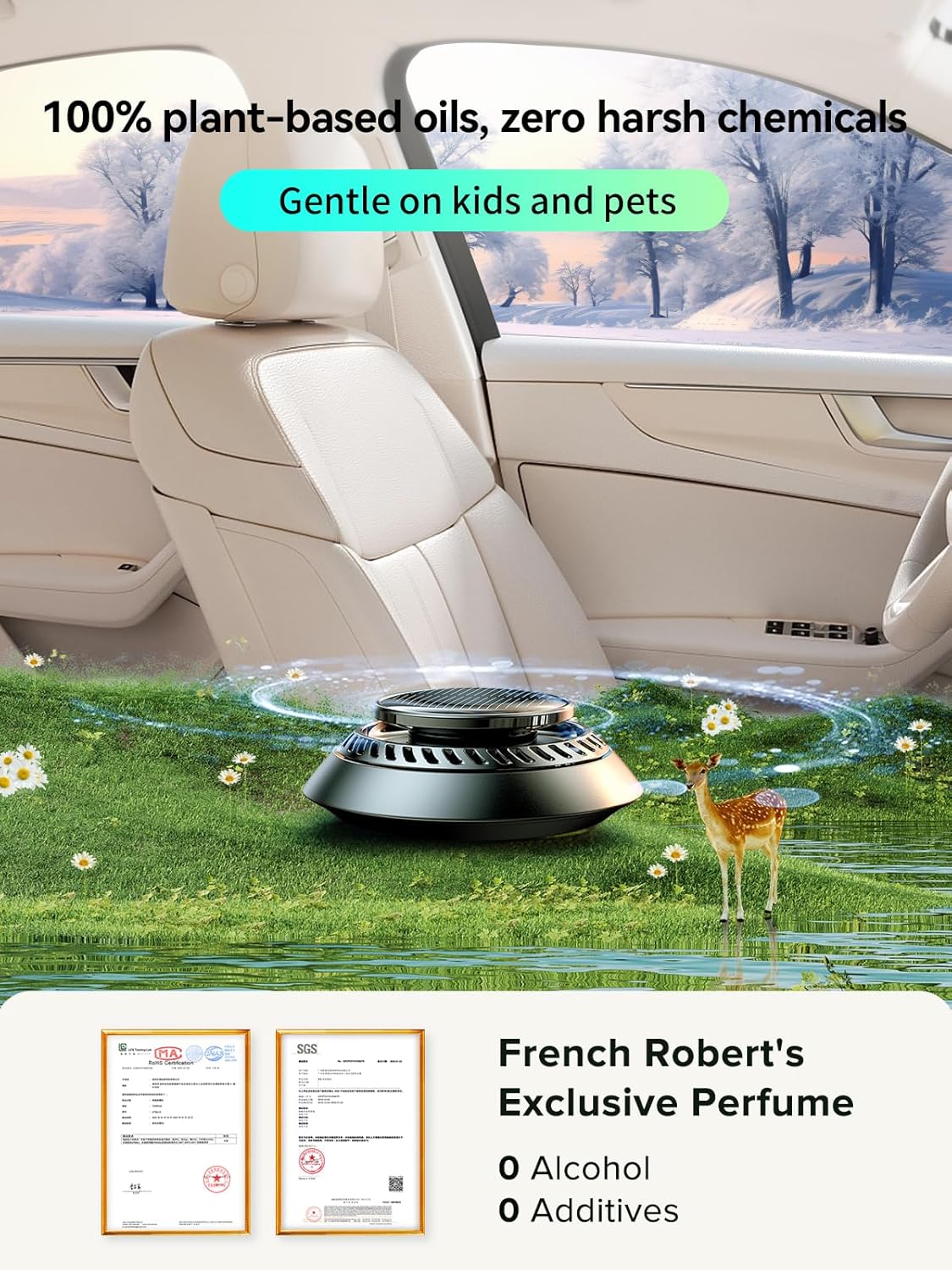 Ceeniu 2025 New UFO Car Air Freshener, Solar Powered Auto Rotary, Aluminum Alloy, Supports DIY perfumes, Natural French Fragrance, Cologne & Mint Ice Scent, Two Oils, F21 Aroma Diffuser, Car Fragrance