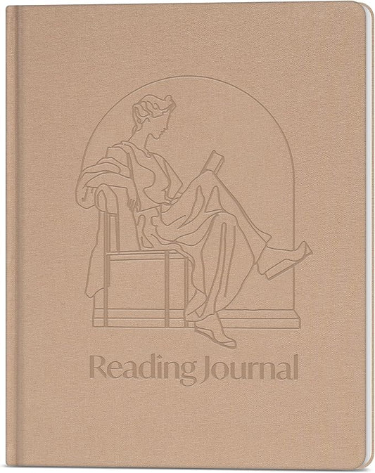 Skyline Reading Journal – Book Review Log & Tracker for Reading Tracking – Accessories & Gift for Book Lover, 7.6x9.2” (Sandstone Debossed)
