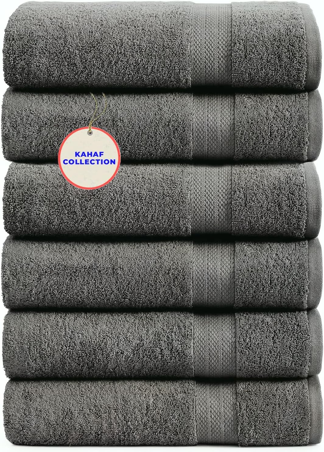 100% Cotton Bath Towels, 24x48 Pack of 6 Towels, Quick Dry, Highly Absorbent, Soft Feel Towel, Gym, Spa, Bathroom, Shower, Pool, Luxury Soft Towels (Light Grey, 24x48-6 Pack)