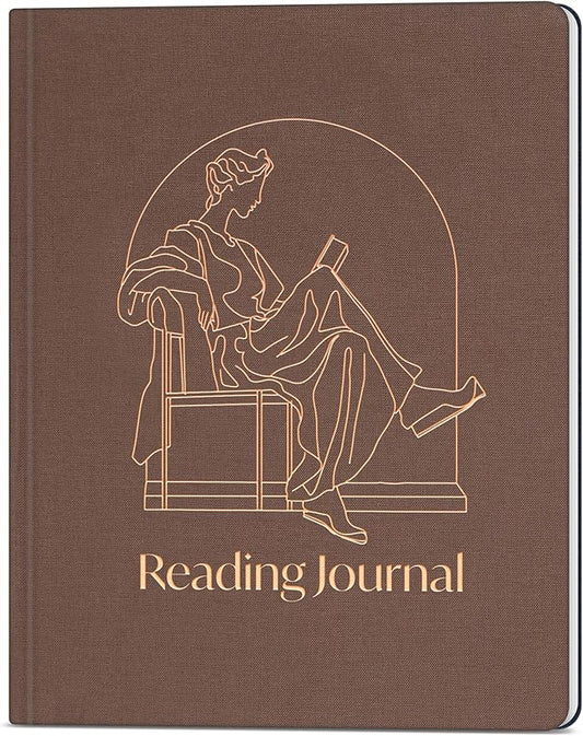 Skyline Reading Journal – Book Review Log & Tracker for Reading Tracking – Accessories & Gift for Book Lover, 7.6x9.2” (Dark Terracotta Gold Foil)