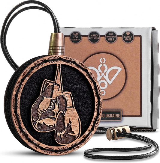 Wood Car Air Freshener — Handmade Car Air Freshener — Boxing Gloves Designed Fragrance Oil Diffuser in Wooden Gift Box