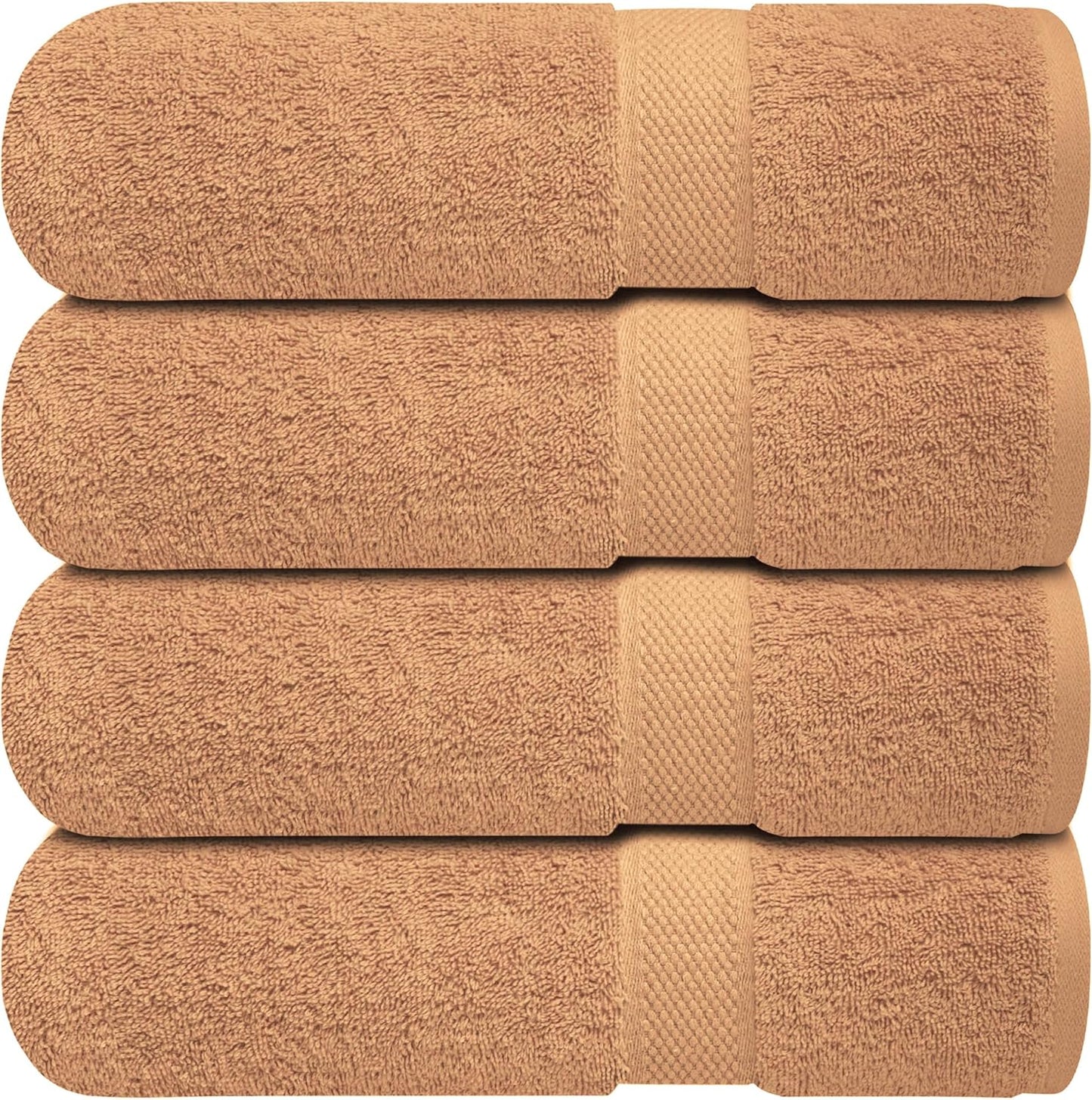 Infinitee Xclusives Luxury 100% Ring-Spun Cotton Bath Towels Set of 4 (27x54 inches) – Soft, Absorbent & Quick-Drying Towels for Bathroom, Gym, Spa & Hotel Use (Cosmic Sand, Bath Towels)