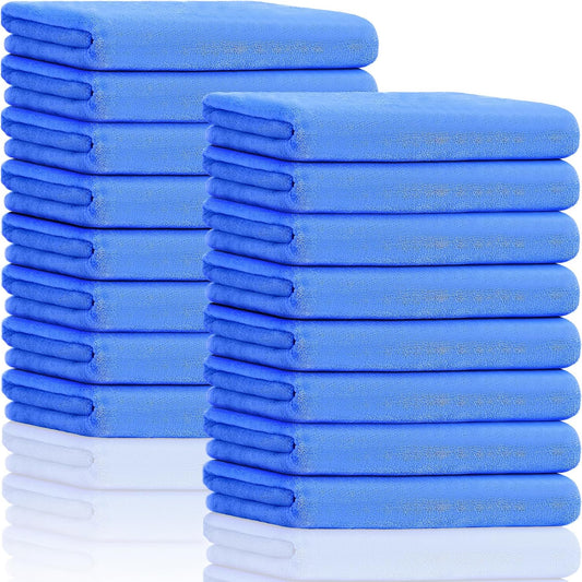 16 Pack Microfiber Bath Towels Bulk 27'' x 60'' Oversized Size Bath Towel Highly Absorbent Extra Large Soft Drying for Shower Beach Salon Winter Sport Spa Gym (Simple,Royal Blue)