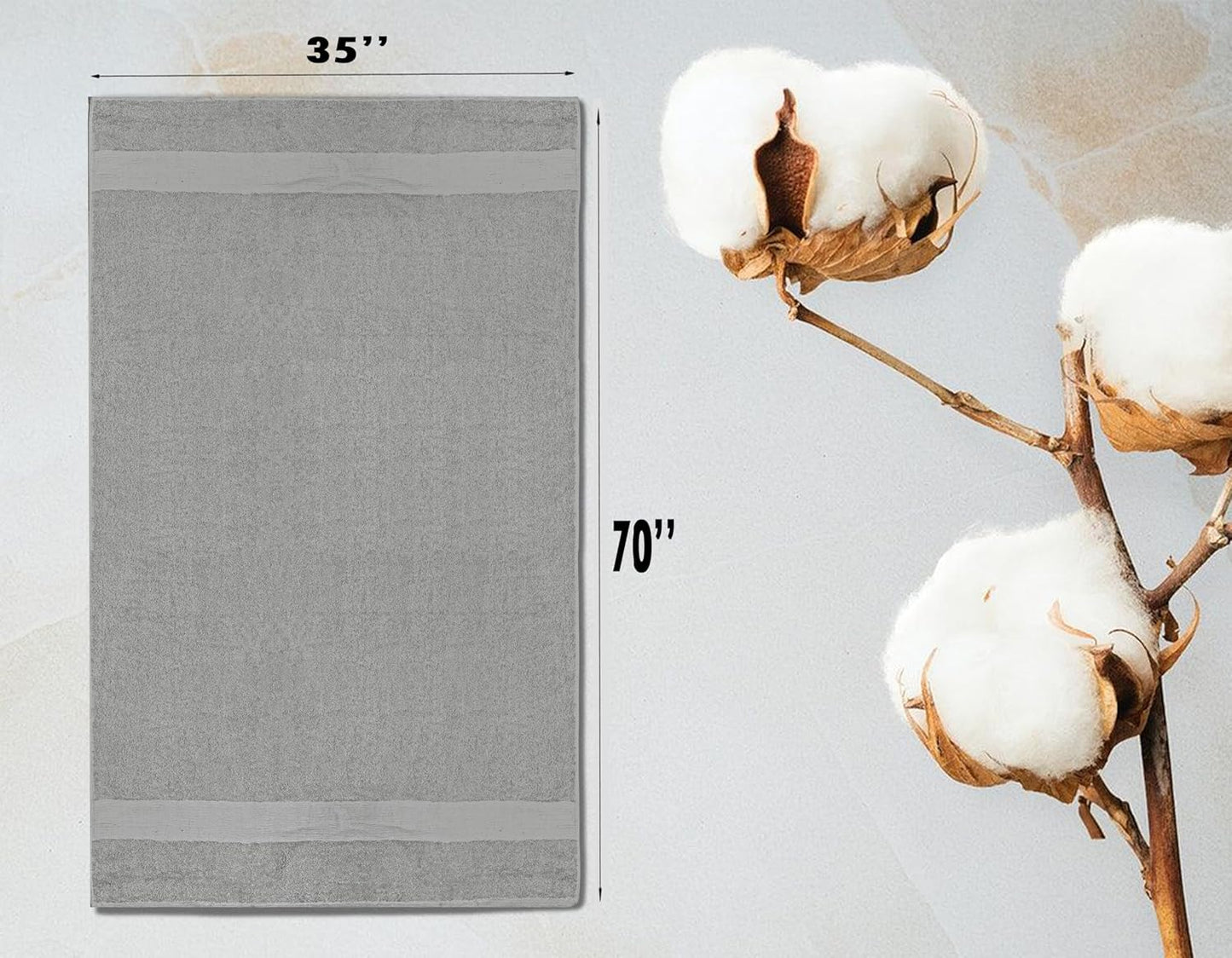 100% Cotton Luxury Bath Sheets - Pack of 2 (35" x 70") | Super Soft, Quick-Dry & Highly Absorbent Towels for Bathroom, Home, Spa & Gym (Silver Grey)