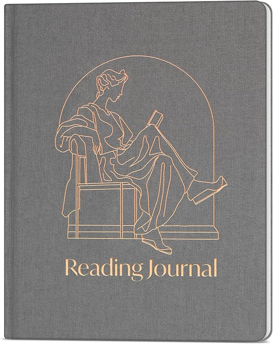 Skyline Reading Journal – Book Review Log & Tracker for Reading Tracking – Accessories & Gift for Book Lover, 7.6x9.2” (Space Gray Gold Foil)
